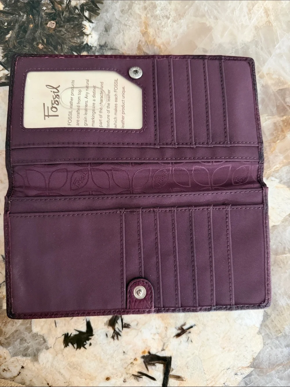 Genuine Leather Fossil Women's Long Wallet - Burgundy